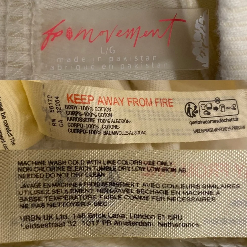 FP MOVEMENT Throw And Go Shortsie Size Large Cream 100% Cotton Muscle Tee Crew - Picture 13 of 14